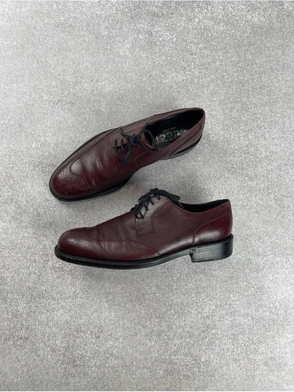 Gucci Men's Burgundy Leather Derby Oxfords